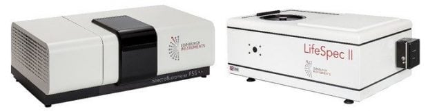 Left: FS5 Spectrofluorometer; Right: Fluorescence Lifetime Spectrometer used in research for metal organic frameworks (MOFS)