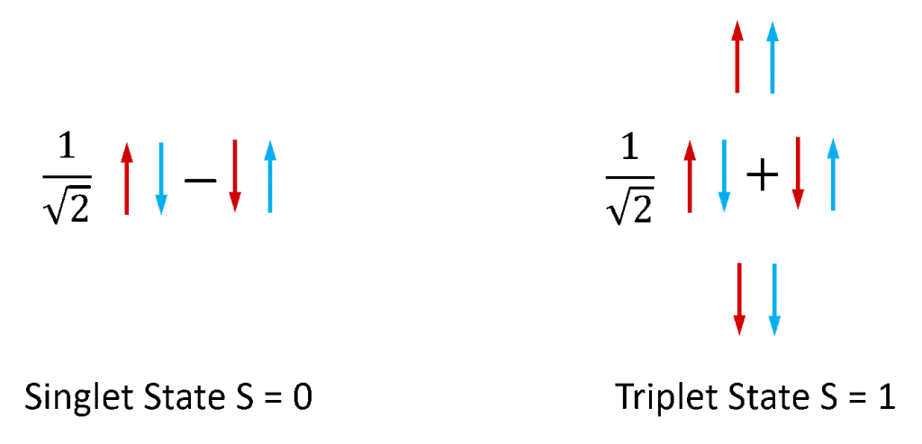 Electron Spin Configurations of the singlet and triplet states