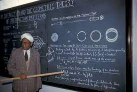 C.V. Raman teaching diffraction patterns 