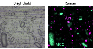 Brightfield microscopy and Raman map of hay fever medication