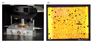 OLED under microscope for electroluminescence imaging